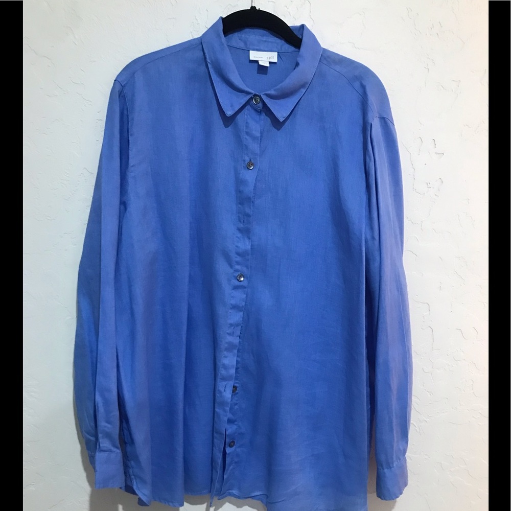J Jill Linen Shirt in Blue Large